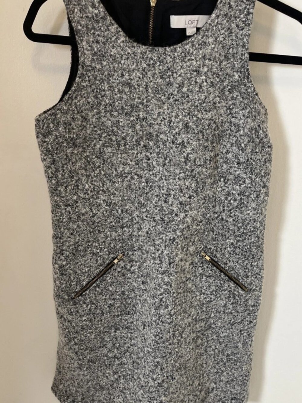 LOFT Petite Gray Wool Blend Boucle Shift Dress 4P